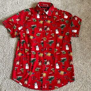 NWOT Denim & Flower Christmas Themed Button Down. S